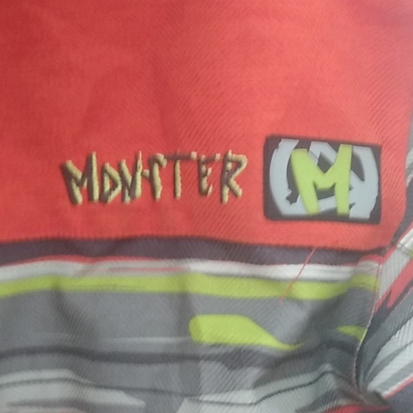 MONSTER Boys Winter Coat size 10 black, orange, and yellow stripes - Picture 10 of 15